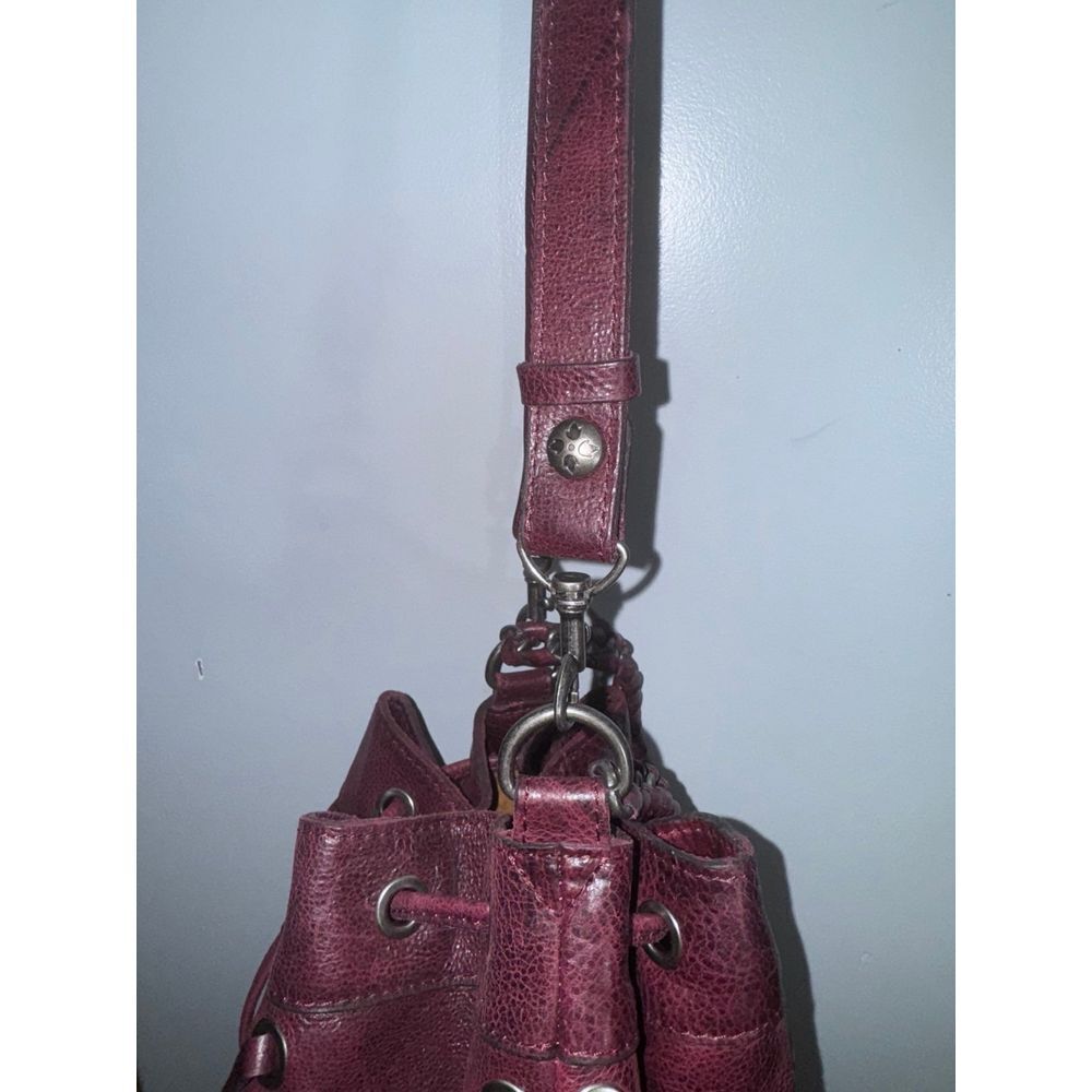 Patricia Nash Martina crossbody drawstring bag grommets and lacing burgundy‎ red - Picture 6 of 12